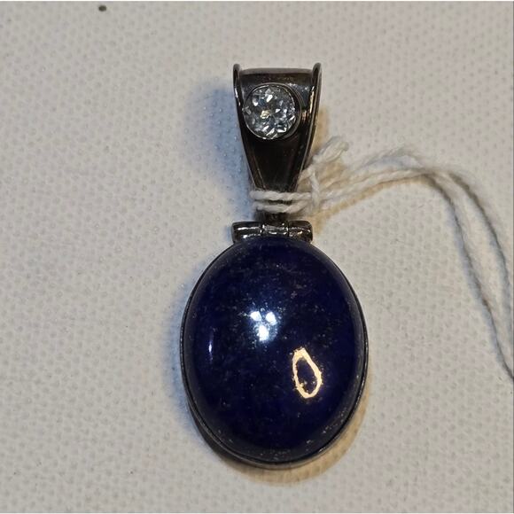 Sterling Silver 925 Oxidized Lapis and Blue Topaz‎ Pendant New! - Picture 6 of 9